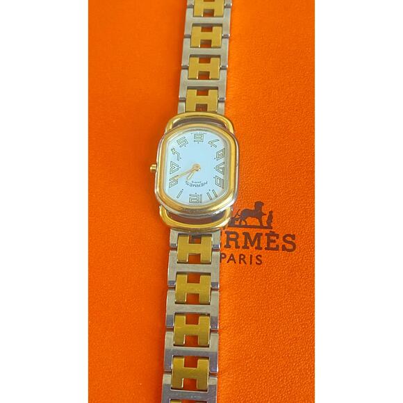 Hermès Two-Tone Stainless Steel & Gold Watch - Picture 9 of 15
